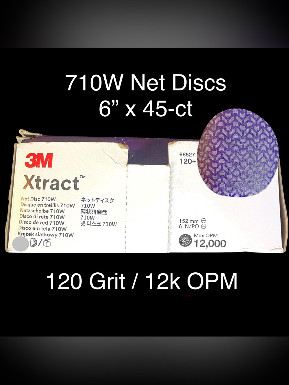3M Xtract  6" Net Discs 710W / 120 Grit / 12,000 OPM / 45 Count Open Unused